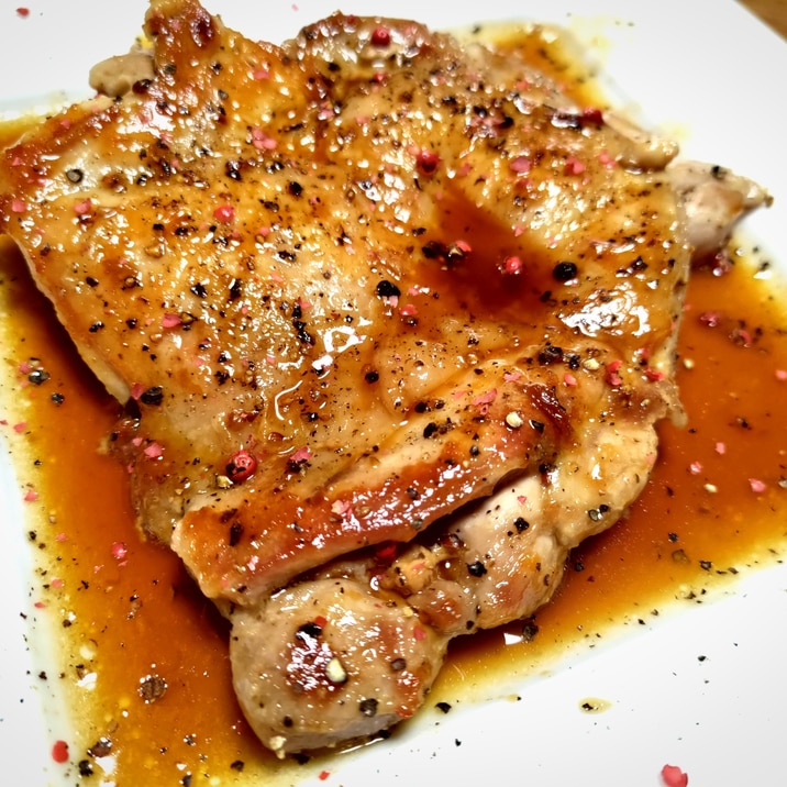 チキンソテー美味いいぶどう酢のソース